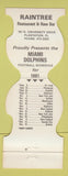 Matchbook Cover - Miami Dolphins Football 1981 Raintree Restaurant Plantation FL
