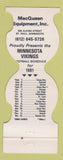 Matchbook Cover - Minnesota Vikings Football 1981 MacQueen Equipment St Paul MN
