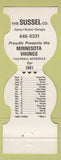 Matchbook Cover - Minnesota Vikings Football 1981 Sussel Co
