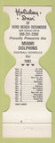 Matchbook Cover - Miami Dolphins Football 1981 Holiday Inn Vero Beach FL