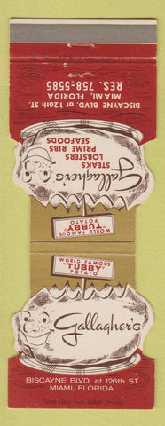 Matchbook Cover - Gallagher's Restaurant Tubby Potato Miami FL WEAR Jewelite