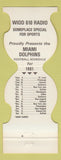 Matchbook Cover - Miami Dolphins Football 1981 WIOD 610 Radio