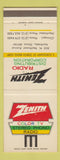 Matchbook Cover - Zenith TV Northlake IL