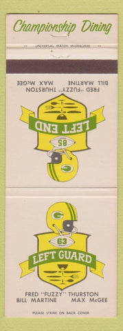 Matchbook Cover - Fuzy Thurston Restaurant Appleton Madison Green Bay WI Packers