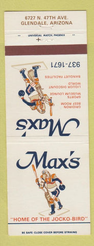 Matchbook Cover - Max's Glendale CA Sports Bar