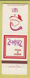 Matchbook Cover - Zonkerz Restaurant Fort Wayne IN