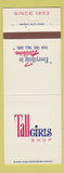 Matchbook Cover - Tall Girls Shop Troy MI Toledo OH South Bend IN Flint MI
