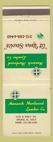 Matchbook Cover - Monarch Hardwood Lumber Chicago IL