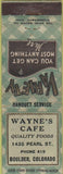 Matchbook Cover - Wayne's Cafe Boulder CO