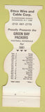 Matchbook Cover - Green Bay Packers Football 1981 Ettco Wire Ridgewood NY