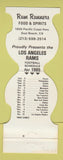 Matchbook Cover - Los Angeles Rams Football 1985 Rum Runners Seal Beach CA