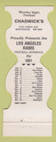 Matchbook Cover - Los Angeles Rams Football 1981 Chadwick's Northridge CA