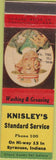 Matchbook Cover - Knisley's Standard service oil gas Syracuse IN