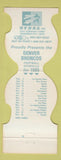 Matchbook Cover - Denver Broncos Football 1985 Steel Commerce City Colorado