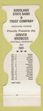 Matchbook Cover - Denver Broncos Football 1981 Goodland KS Bank