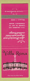 Matchbook Cover - Villa Roma Restaurant San Francisco CA
