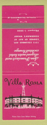 Matchbook Cover - Villa Roma Restaurant San Francisco CA