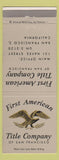 Matchbook Cover - First American Title Company San Francisco cCA
