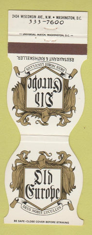 Matchbook Cover - Old Europe Restaurant Washington DC