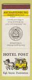 Matchbook Cover - Hotel Post Germany Aschaffenburg WEAR