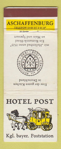 Matchbook Cover - Hotel Post Germany Aschaffenburg WEAR