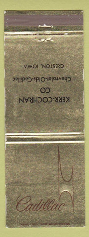 Matchbook Cover - Cadillac Kerr Cochran Oldsmobile Chevrolet Creston IA WEAR