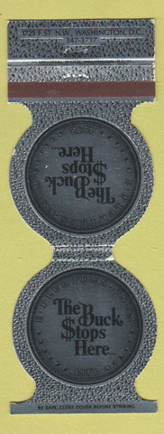 Matchbook Cover - The Buck Stops Here Washington DC restaurant