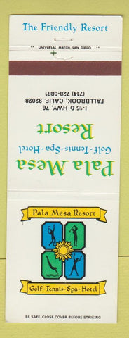 Matchbook Cover - Pala Mesa Resort Fallbrook CA