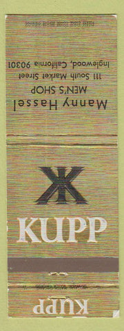Matchbook Cover - Kuppenheimer Men's Clothes Manny Hassel Inglewood CA