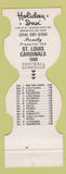 Matchbook Cover - St Louis Cardinals Football 1980 Holiday Inn St Louis MO