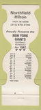 Matchbook Cover - New York Giants Football 1982 Hilton Troy MI