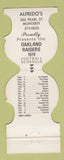 Matchbook Cover - Oakland Raiders Football 1979 Alfredo's Monterey CA