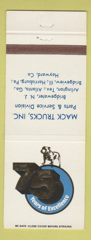 Matchbook Cover - Mack Trucks 75th Bridgewater NJ Arlington TX Atlanta GA