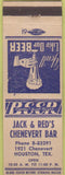 Matchbook Cover - Jack  and  Red's Chenevert Bar Houston TX