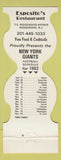 Matchbook Cover - New York Giants Football 1982 Esposito's Ridgewood NJ