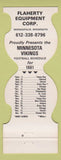 Matchbook Cover - Minnesota Vikings Football 1981 Flaherty Equip Minneapolis MN