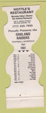 Matchbook Cover - Oakland Raiders Football 1981 Hottle's Wilkes Barre PA