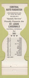 Matchbook Cover - St Louis Cardinals Football 1981 Central Radiator MO