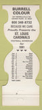 Matchbook Cover - St Louis Cardinals Football 1981 Burrell Colour Crown Point IN