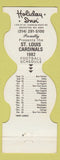 Matchbook Cover - St Louis Cardinals Football 1982 Holiday Inn Bridgeton MO