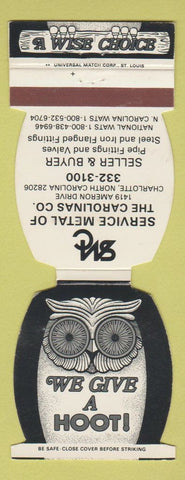 Matchbook Cover - Service Metal Charlotte NC Owl