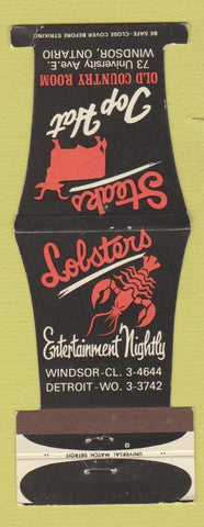 Matchbook Cover - Lobsters Steaks Top Hat Windsor ON Detroit MI WEAR