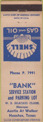 Matchbook Cover - Shell Bank oil gas Houston TX
