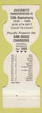Matchbook Cover - San Diego Chargers Football 1985 Overnite Transportation