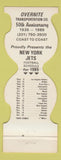 Matchbook Cover - New York Jets Football  1985 Overnite Transportation