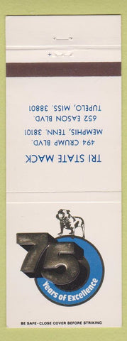 Matchbook Cover - Mack Trucks 75th Anniversary Memphis TN Tupelo MS