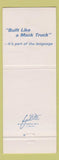 Matchbook Cover - Mack Trucks 75th Anniversary Springfield MO