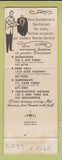 Matchbook Cover - Skeffington's Tuxedo Rental Indianapolis IN