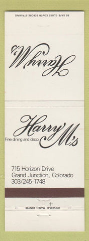 Matchbook Cover - Harry M's Restaurant Disco Grand Junction Colorado