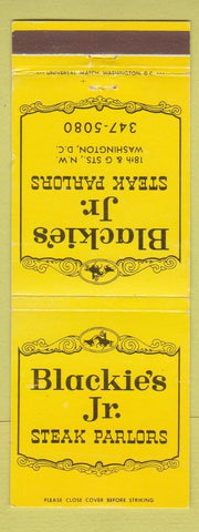 Matchbook Cover - Blackie's Jr Steak Parlors Washington DC